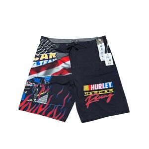 Hurley MBS0011630 Mens Black Phantom Eco Nascar Racing 18" Board Shorts Size 36